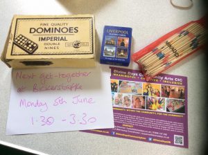 Next get-together at bickerstaffe monday 5th june 1:130 to 3:30 with old fashioned games around and a Divine Days poster