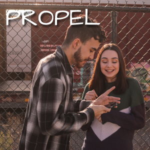 PROPEL, two young adults enjoy one anothers company